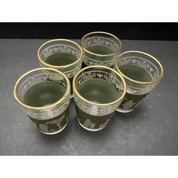 5 Exquisite Grecian Tumblers by Jeannette Glass Company – Hellenic Pattern - Picture 2 of 6